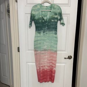 Young Fabulous & Broke Green and Pink Ombre Midi Dress